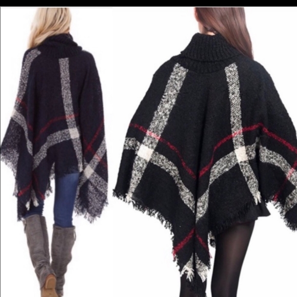 NWT Plaid Poncho - Picture 3 of 5